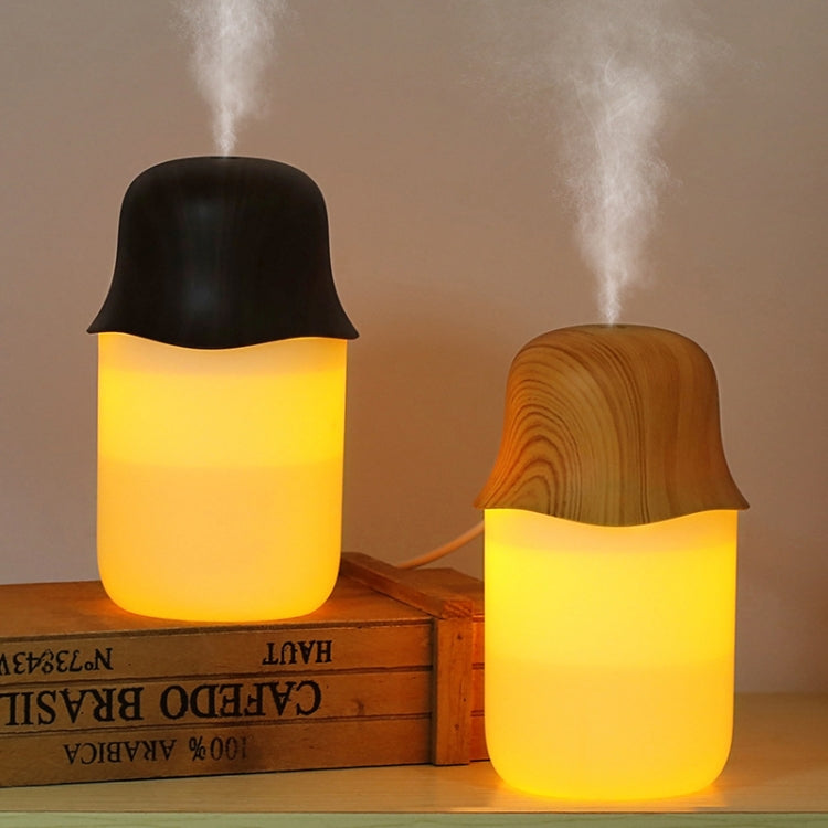 Desktop USB Humidifier Wood Grain Air Aromatherapy Night Light(Light Color)