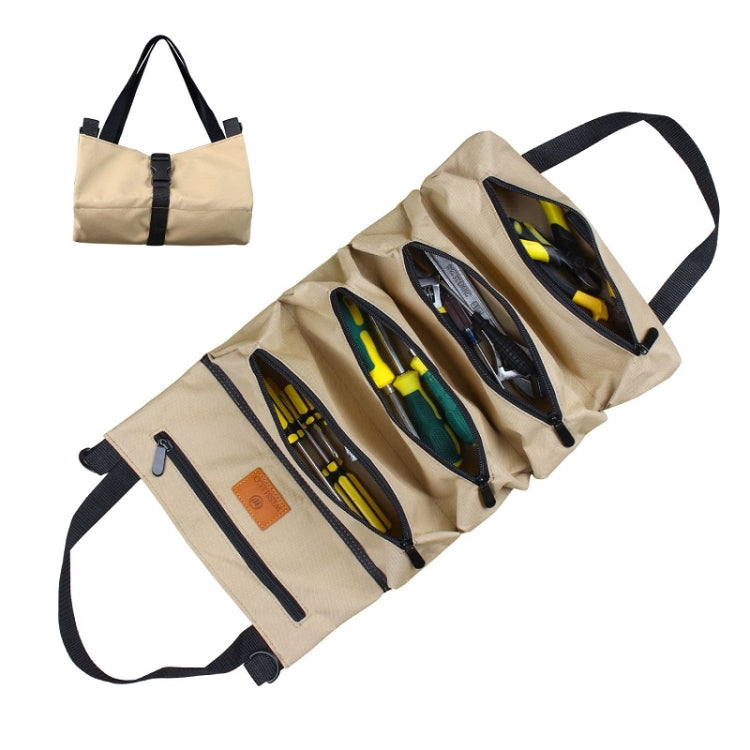 WESSLECO Oxford Cloth Electrical Hardware Hanging Tool Storage Bag(Khaki)