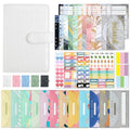 A6 Crocodile Pattern PU Leather Loose-Leaf Binder Budget Notebook Cash Envelope Organizer(Warm White)