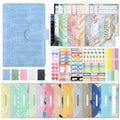A6 Crocodile Pattern PU Leather Loose-Leaf Binder Budget Notebook Cash Envelope Organizer(Glaze Blue)