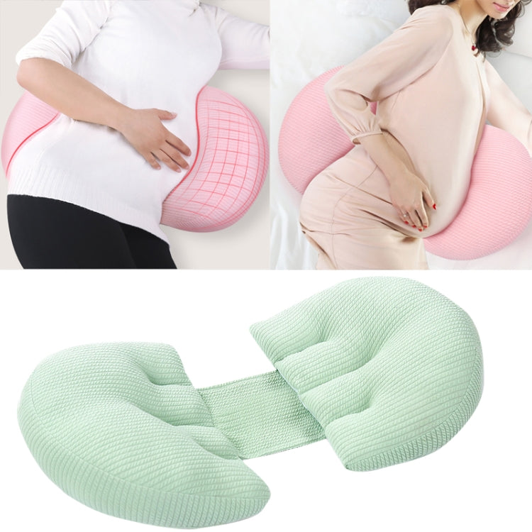 Pregnant Waist Support Cotton Pillow Side Sleepers Cushion Removable and Washable Abdomen Pillow(Green)