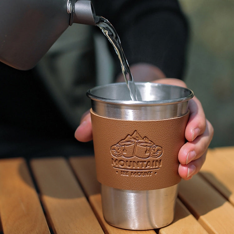 Outdoor Stainless Steel Cup Anti-scald Sleeve High Temperature Heat Insulation Sleeve(Brown)
