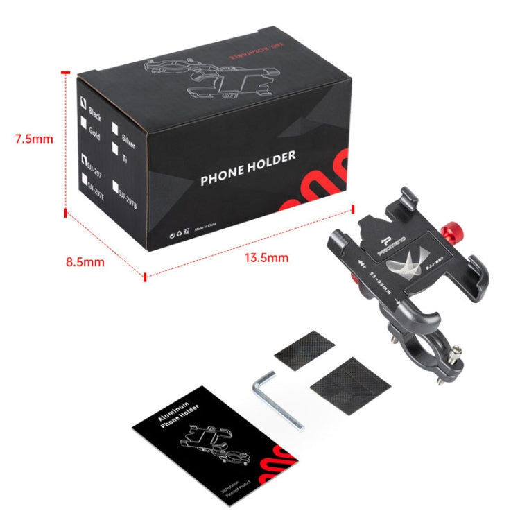 PROMEND SJJ-297 Aluminum Alloy Rotation Adjustable Bicycle Mobile Phone Bracket(Black)