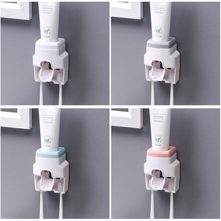 2pcs 2 In 1 Wall-mounted Automatic Toothpaste Squeezer Toothbrush Holder(Blue)