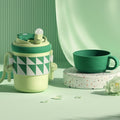 300ml 316 Stainless Steel Thermos Cup Three-purpose Straw Direct Drinking Coffee Cup(Light Green)