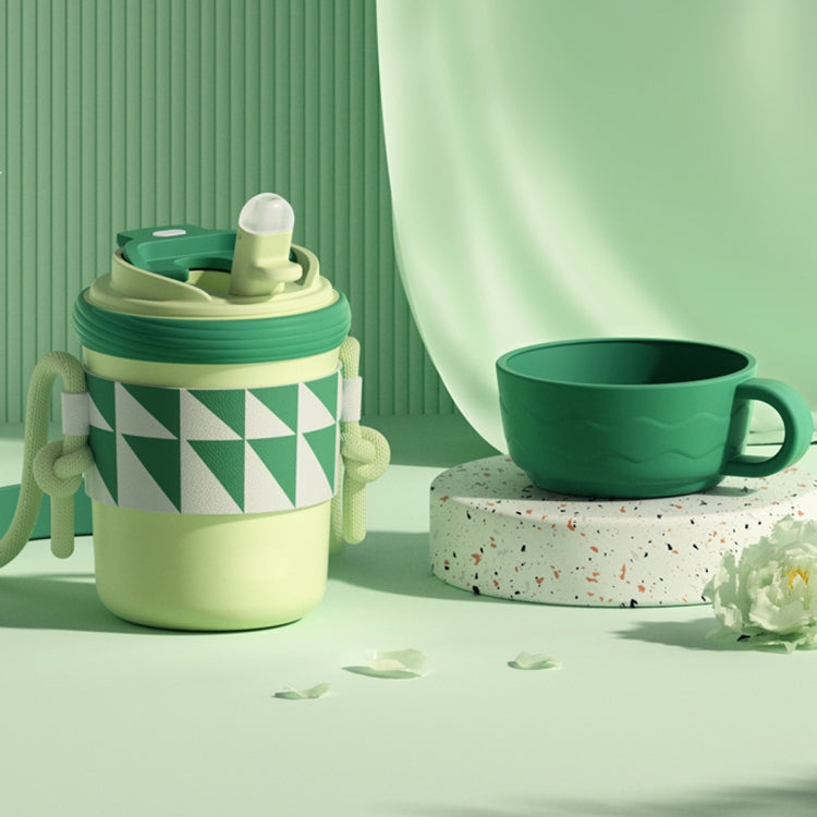 300ml 316 Stainless Steel Thermos Cup Three-purpose Straw Direct Drinking Coffee Cup(Light Green)