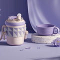 450ml 316 Stainless Steel Thermos Cup Three-purpose Straw Direct Drinking Coffee Cup(Lavender Purple)