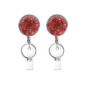 2pcs  Diamond Glitter Sequins Retractable Pull Badge Reel Name Tag Card Badge Holder(Red)
