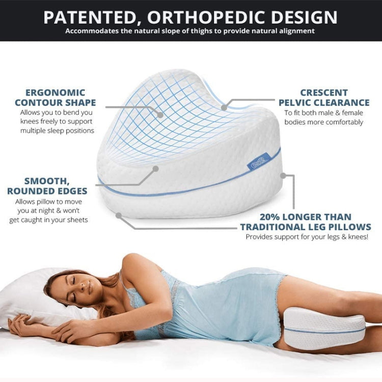 Body Memory Cotton Leg Pillow Sleeping Orthopedic Sciatica Back Hip Joint for Pain Relief(Blue Inner)