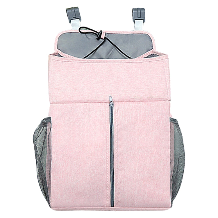 Baby Bed Organizer Newborn Crib Diaper Storage Hanging Bags Bedside Shelf Bag(Linen Pink)