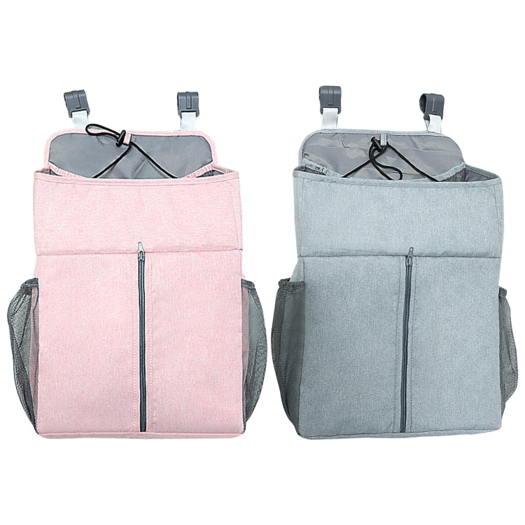 Baby Bed Organizer Newborn Crib Diaper Storage Hanging Bags Bedside Shelf Bag(Linen Gray)