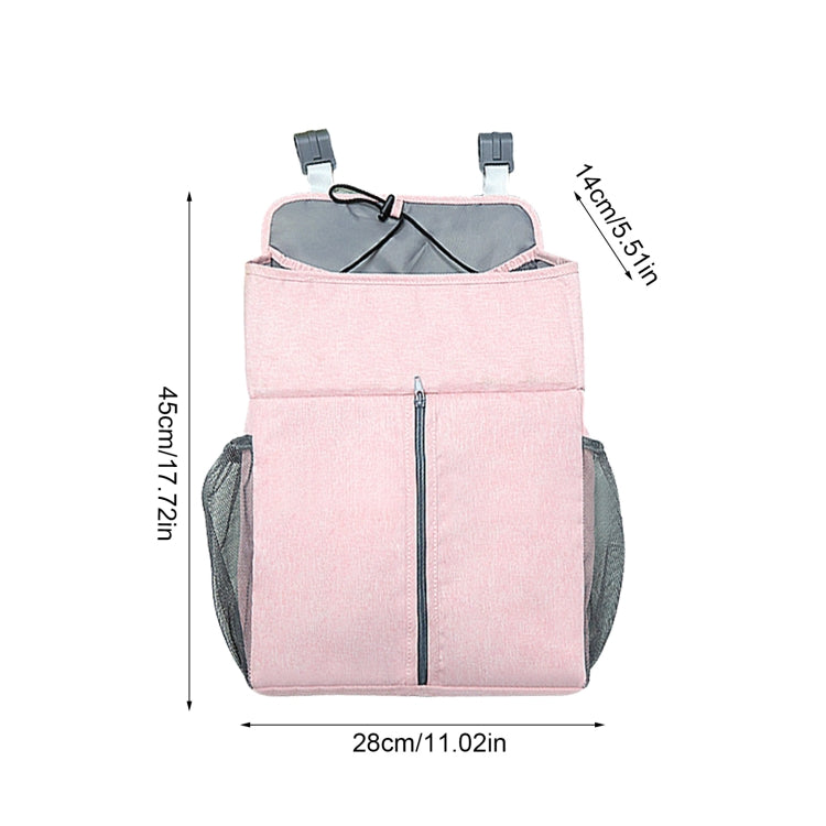 Baby Bed Organizer Newborn Crib Diaper Storage Hanging Bags Bedside Shelf Bag(Linen Pink)