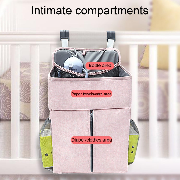 Baby Bed Organizer Newborn Crib Diaper Storage Hanging Bags Bedside Shelf Bag(Linen Gray)