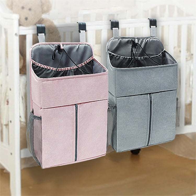 Baby Bed Organizer Newborn Crib Diaper Storage Hanging Bags Bedside Shelf Bag(Linen Gray)