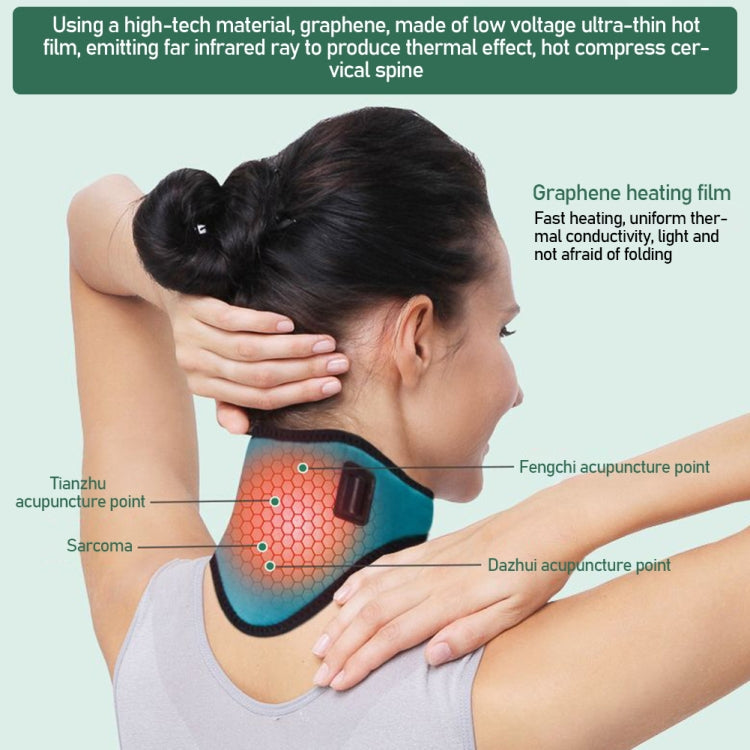 USB Electric Heating Neck Protector Graphene Neck Pain Relief Tool(Rose Red)