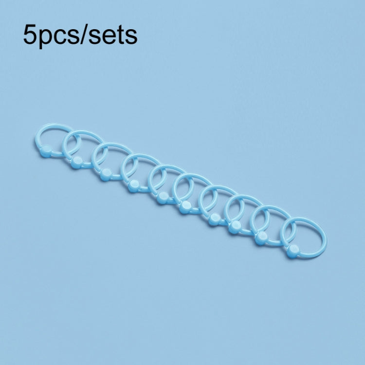5sets Loose Leaf Single Ring Lock Stationery Key Ring Macaron Bag Packing(HYH-15 Light Blue)