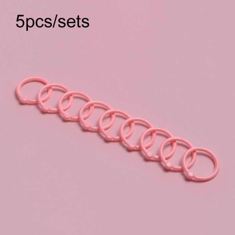 5sets Loose Leaf Single Ring Lock Stationery Key Ring Macaron Bag Packing(HYH-24 Pink)