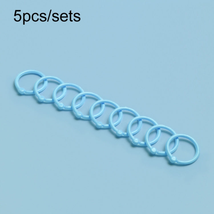 5sets Loose Leaf Single Ring Lock Stationery Key Ring Macaron Bag Packing(HYH-24 Light Blue)