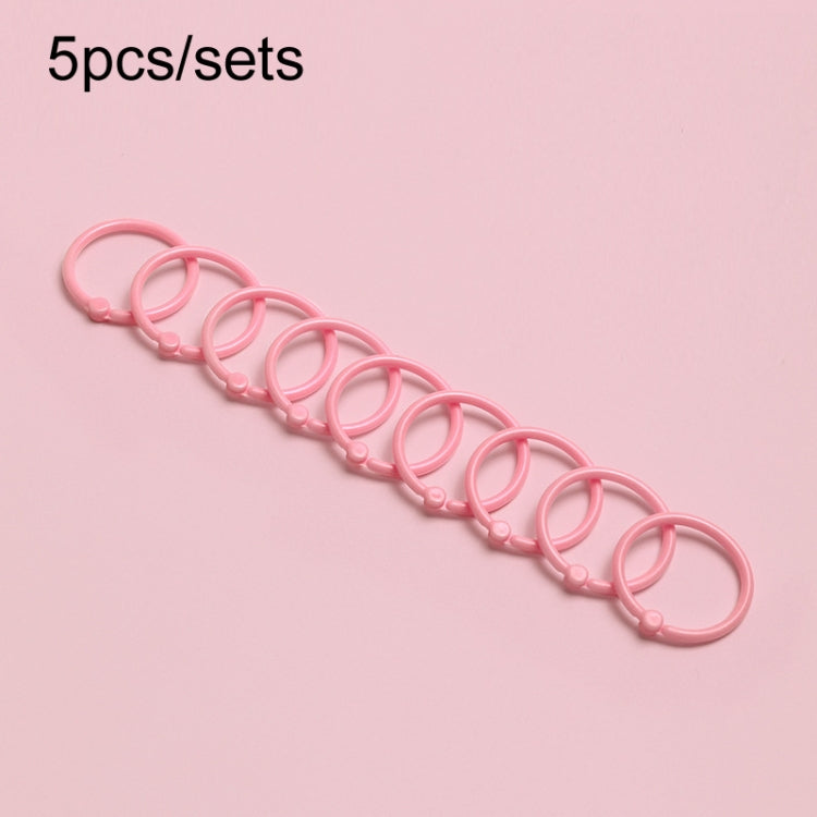 5sets Loose Leaf Single Ring Lock Stationery Key Ring Macaron Bag Packing(HYH-30 Pink)