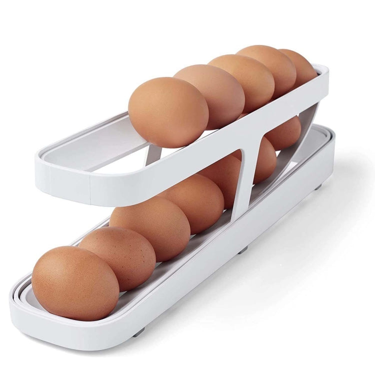 Automatic Eggs Storage Box Refrigerator Egg Dispenser Plastic Rolling Eggs Holder  Container(White)