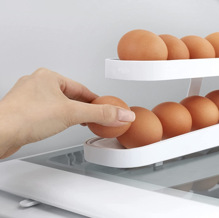 Automatic Eggs Storage Box Refrigerator Egg Dispenser Plastic Rolling Eggs Holder  Container(White)