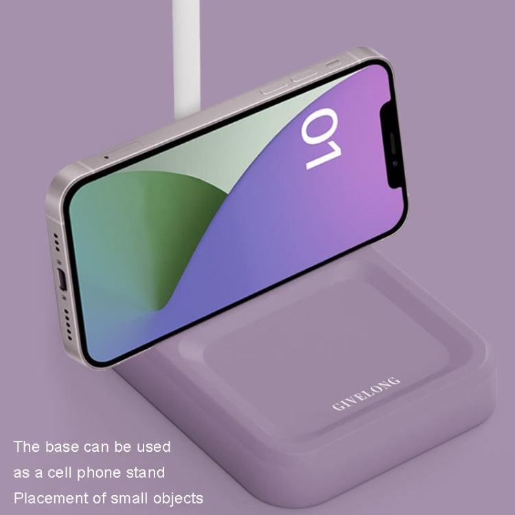 GIVELONG USB Charging Desktop Light Magnetic Base Removable Simple Eye Protection Portable Lamp(Purple)