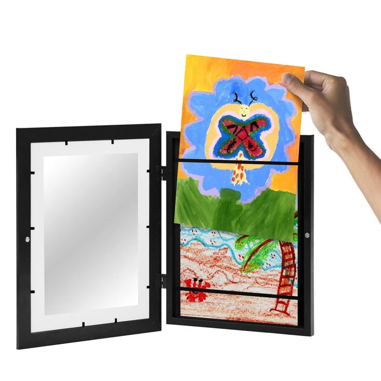 Wood Children Art Frames Magnetic Front Open Frametory for Poster Photo Drawing Paintings Pictures(White)