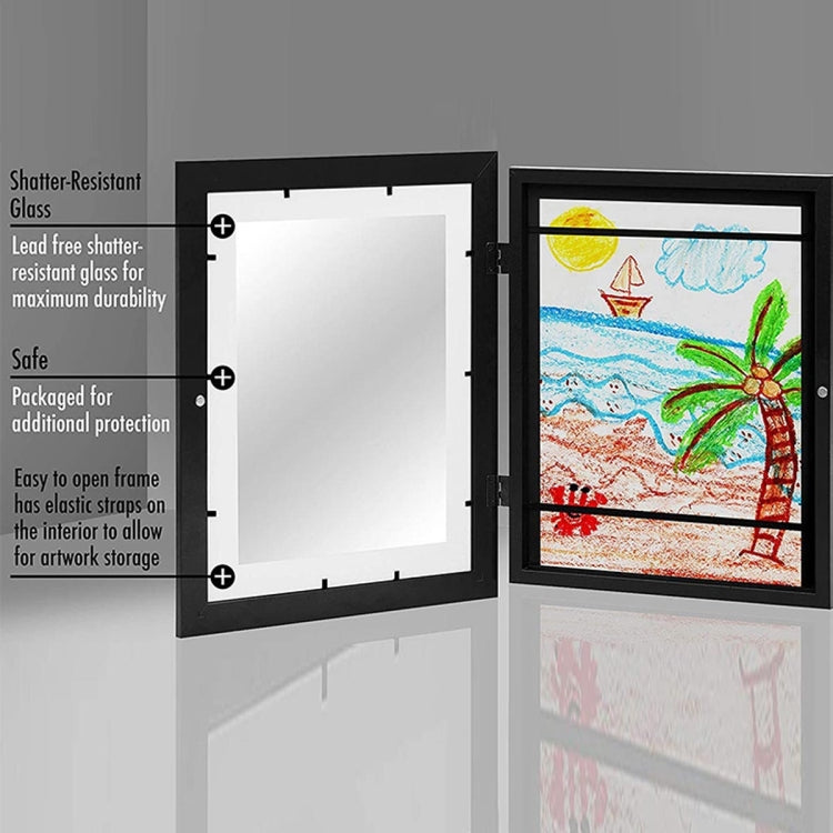 Wood Children Art Frames Magnetic Front Open Frametory for Poster Photo Drawing Paintings Pictures(Black)