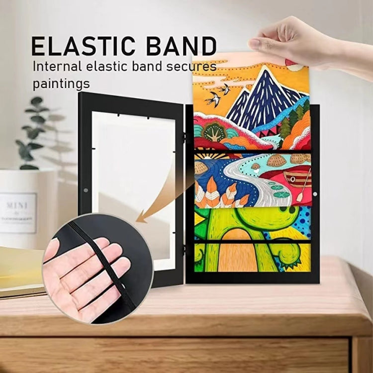 Wood Children Art Frames Magnetic Front Open Frametory for Poster Photo Drawing Paintings Pictures(Black)