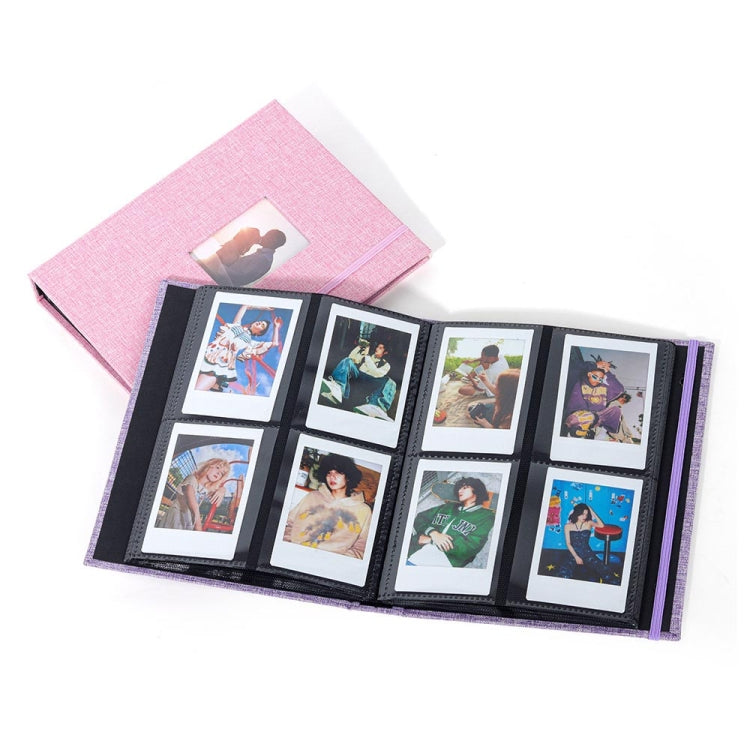 3-inch 208 Pockets Cotton Linen Photo Album Photocard Holder(Purple)