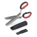 Five-Layer Vegetable Scissors Office Shredding Stainless Steel Scissors(Black Red)