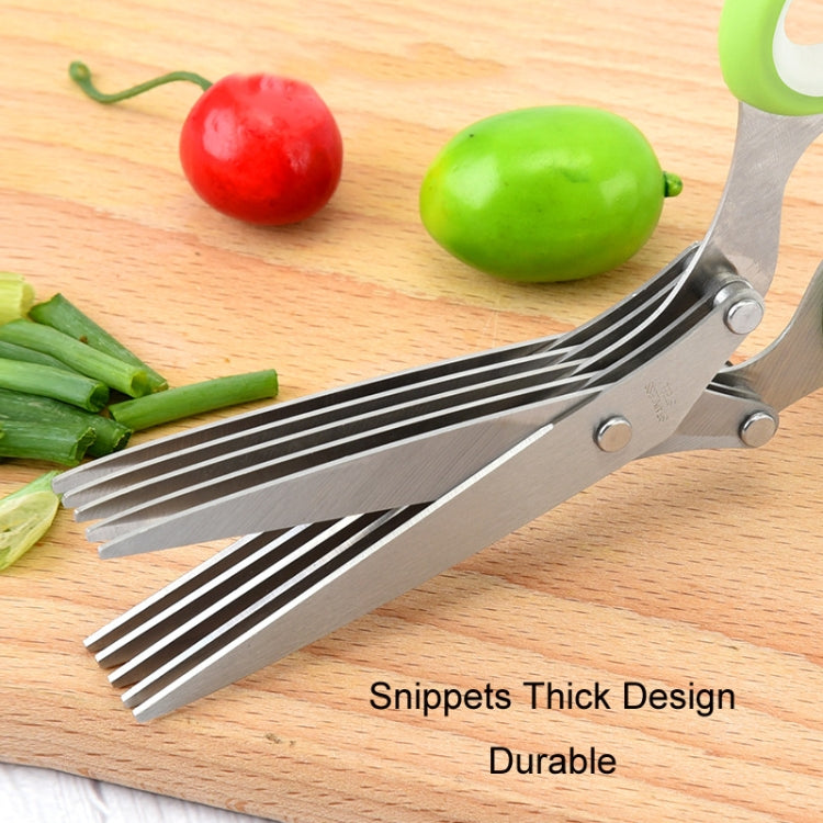 Five-Layer Vegetable Scissors Office Shredding Stainless Steel Scissors(Black Red)