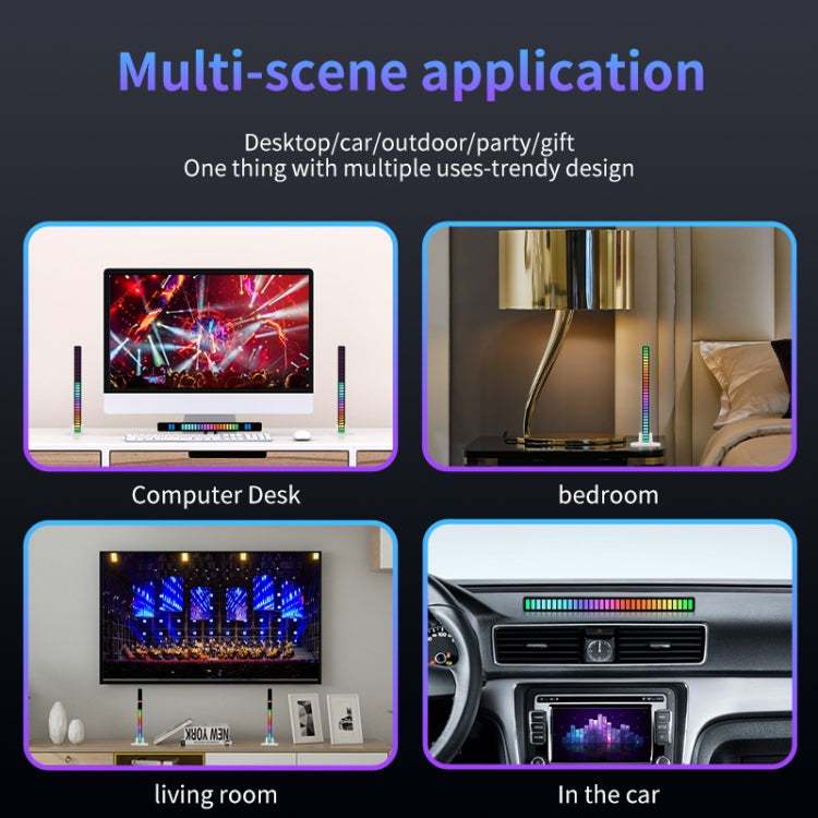 RGB Sound-controlled Rhythmic Response Lights Music Ambient LED Pick-up Lights Charging(16 Light+APP White)