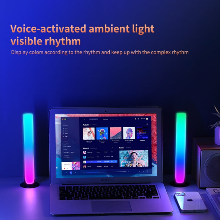 RGB Sound-controlled Rhythmic Response Lights Music Ambient LED Pick-up Lights Charging(Upgrade Black)