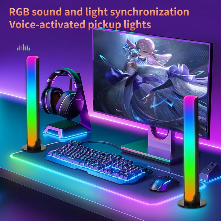 RGB Sound-controlled Rhythmic Response Lights Music Ambient LED Pick-up Lights Charging(Upgrade+APP White)