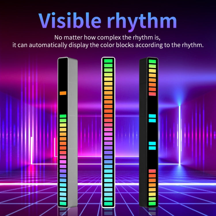 RGB Sound-controlled Rhythmic Response Lights Music Ambient LED Pick-up Lights Plug-in(16 Lights Black)