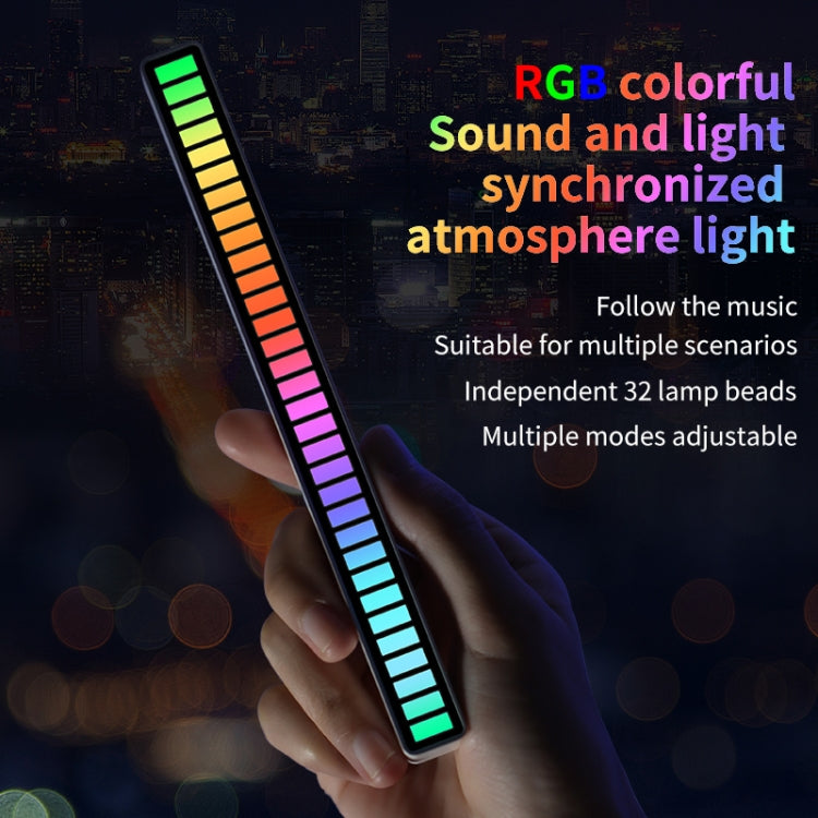 RGB Sound-controlled Rhythmic Response Lights Music Ambient LED Pick-up Lights Plug-in(16 Lights Black)