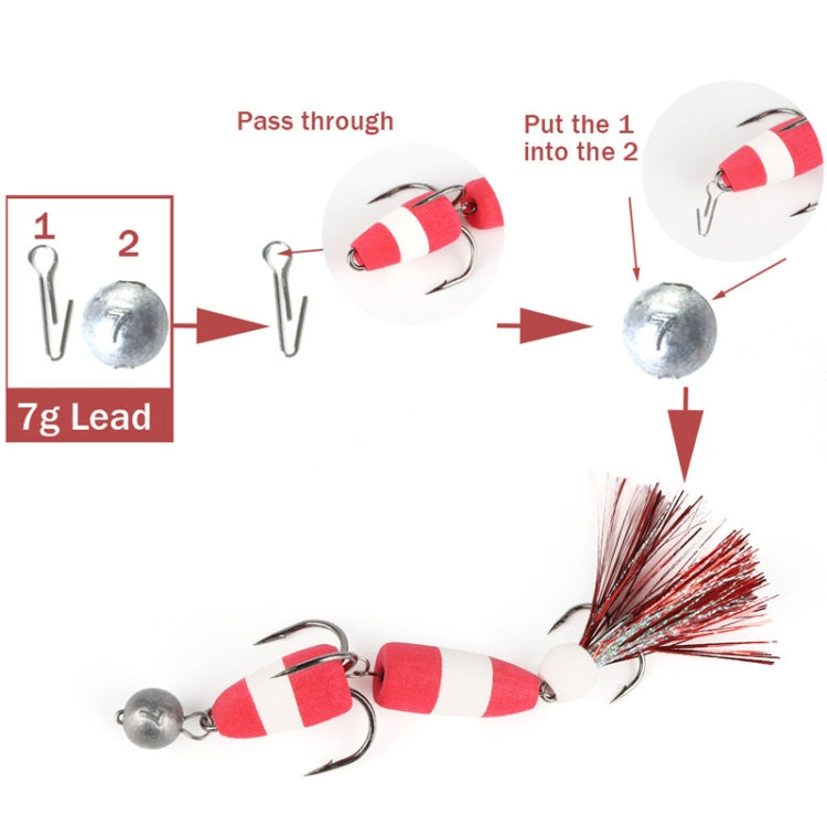 W.P.E PMG-M Foam Hook Soft Worm Bait Three Anchor Hook Fake Lures, Size: M(46)