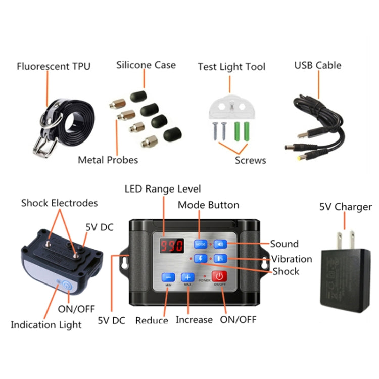 Outdoor Wireless Electronic Pet Fence Night Reflective Collar, Specification: One for One(UK Plug)