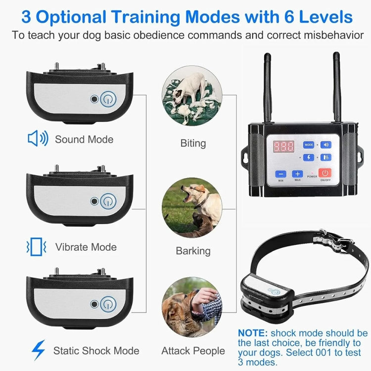 Outdoor Wireless Electronic Pet Fence Night Reflective Collar, Specification: One for One(US Plug)