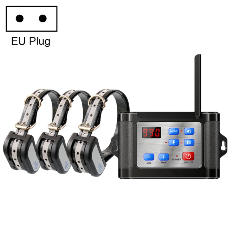 Outdoor Wireless Electronic Pet Fence Night Reflective Collar, Specification: One for  Three(EU Plug)