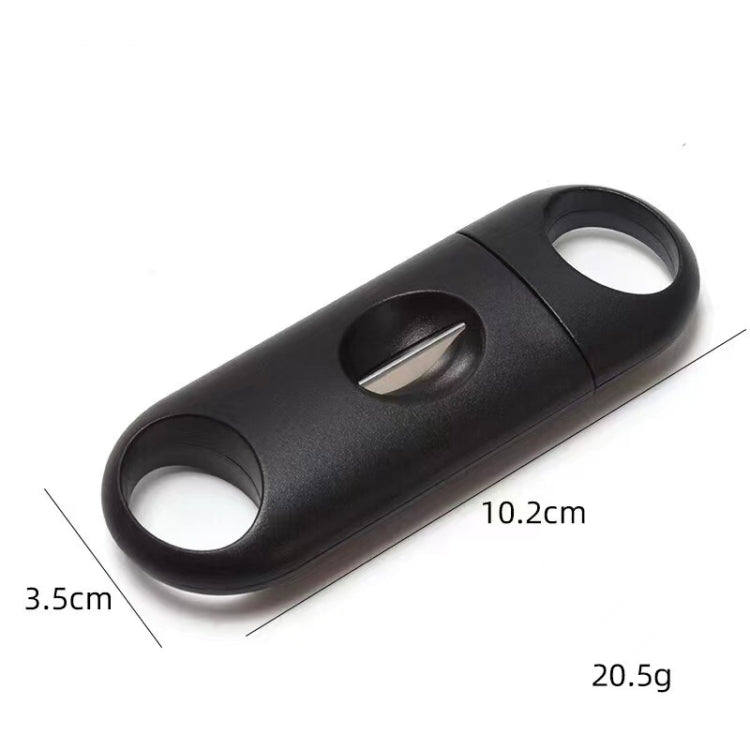 2pcs Portable Stainless Steel V Shaped Plastic Cigar Cutter Opening Hole(Black)