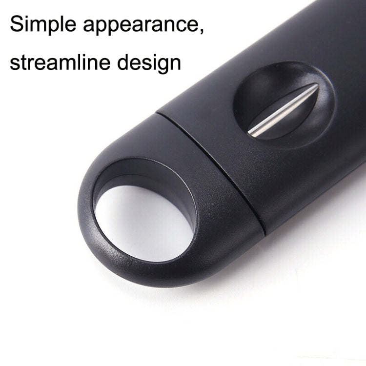 2pcs Portable Stainless Steel V Shaped Plastic Cigar Cutter Opening Hole(Black)