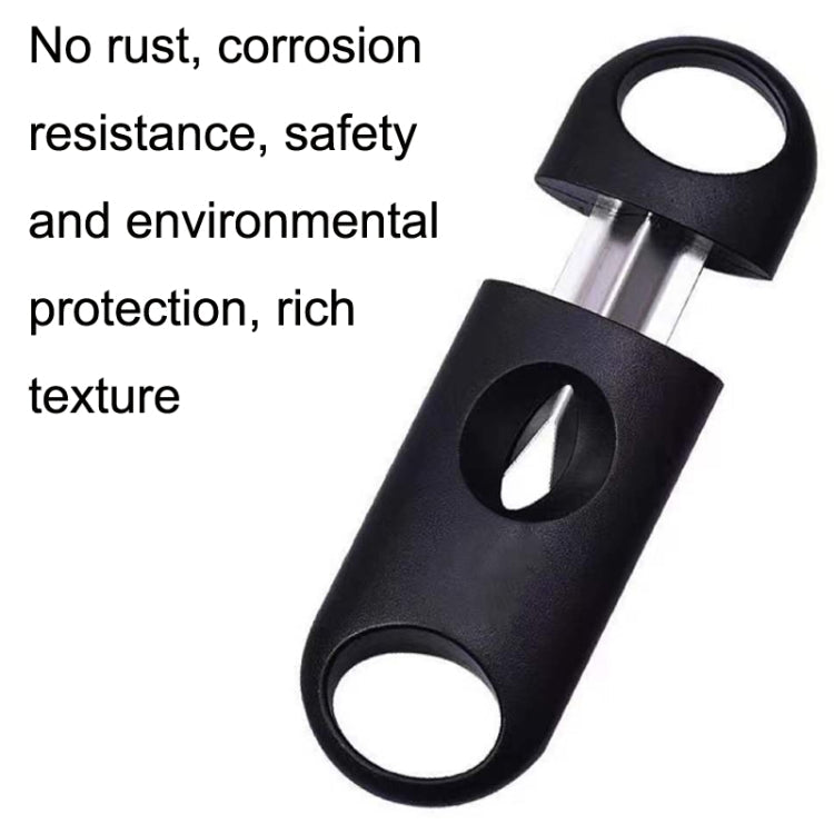 2pcs Portable Stainless Steel V Shaped Plastic Cigar Cutter Opening Hole(Black)