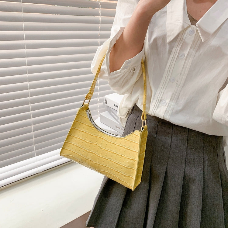 PU Leather Armpit Small Square Bag Female Stone Pattern Shoulder Bag Handbag(Green)