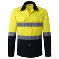 Pure Cotton Long-sleeved Reflective Clothes Overalls Work Clothes, Size: XL(Yellow Top)
