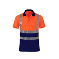 Reflective Quick-drying T-shirt Lapel Short-sleeved Safety Work Shirt, Size: M(Orange Red +Navy Blue)