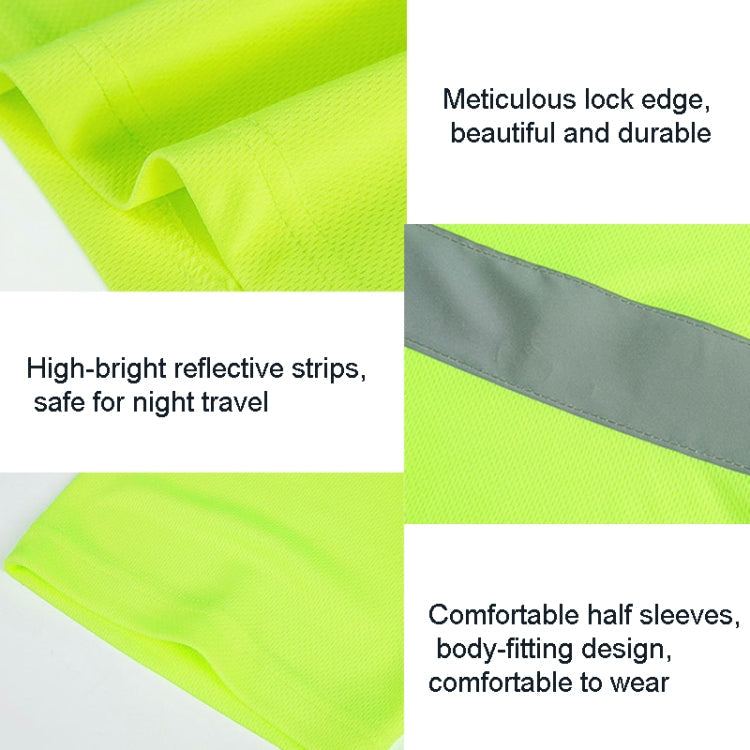 Reflective Quick-drying T-shirt Lapel Short-sleeved Safety Work Shirt, Size: M(Orange Red +Navy Blue)
