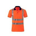 Reflective Quick-drying T-shirt Lapel Short-sleeved Safety Work Shirt, Size: XXL(Orange Red)