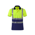 Reflective Quick-drying T-shirt Lapel Short-sleeved Safety Work Shirt, Size: XXL(Fluorescent +Navy Blue)